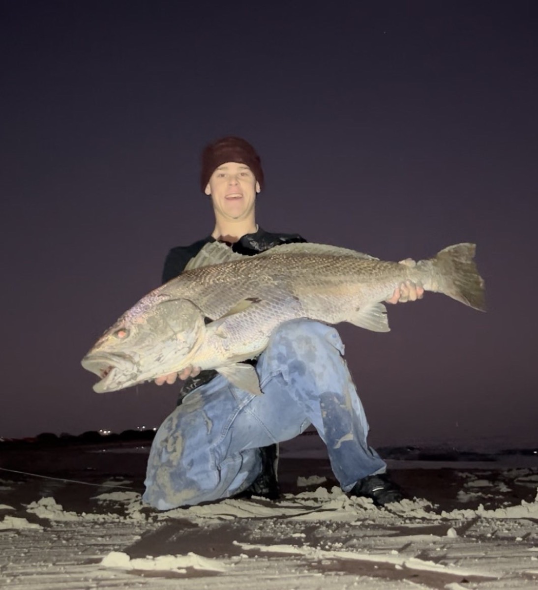 Nick's mulloway, caught on a midnight beach session